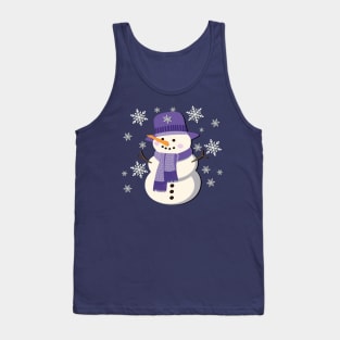 Snowman In Purple Snowflakes WInter Tank Top